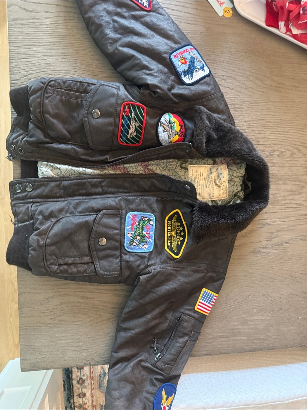 Size 6/8 bomber jacket kids top gun